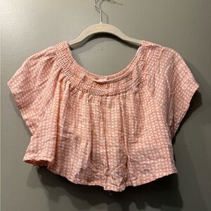 Peach Patterned Cropped Blouse